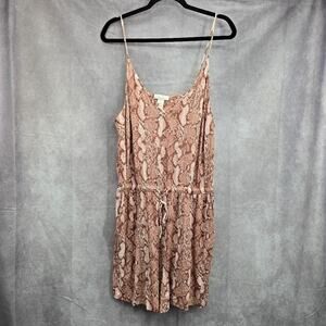 H&M Pink Printed Romper‎ Sleeveless Shorts Pockets Stretch Large